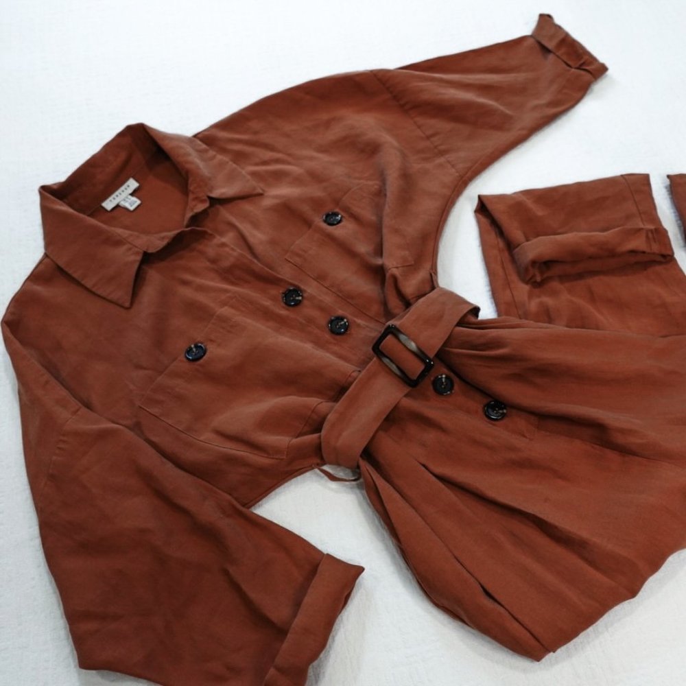 Women’s Topshop Button-Up Belted Boiler Jumpsuit - Picture 3 of 5